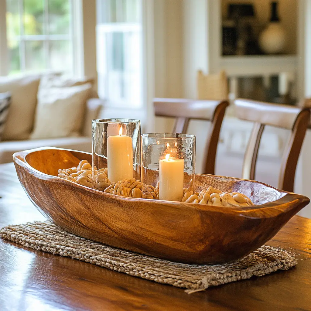 A Wooden Dough Bowl with Accents