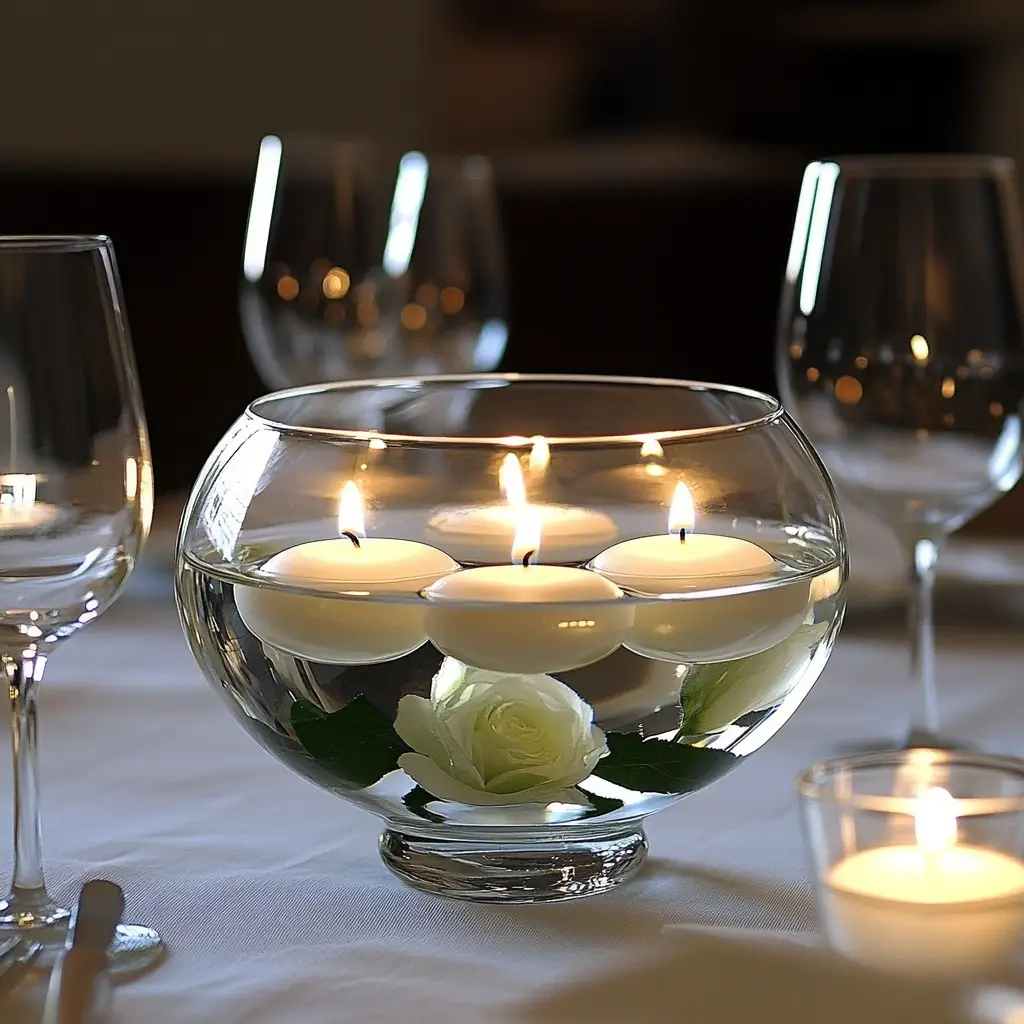 Floating Candles in a Bowl