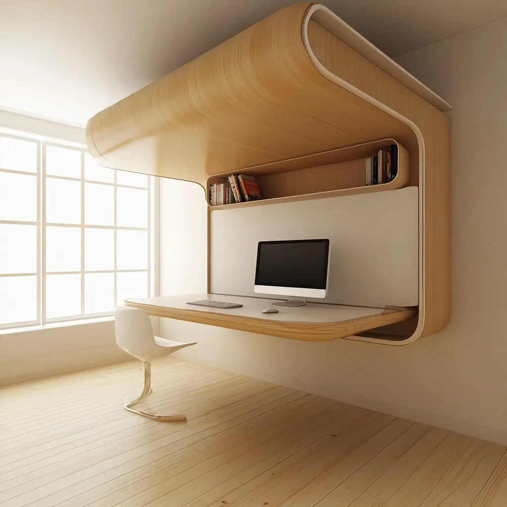 Floating Furniture Saves Floor Space