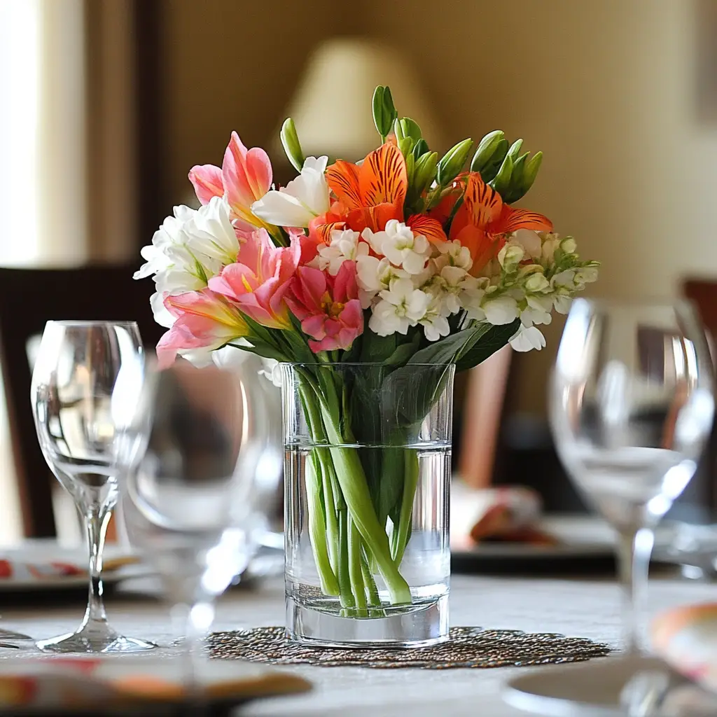 Fresh Flowers in a Simple Vase