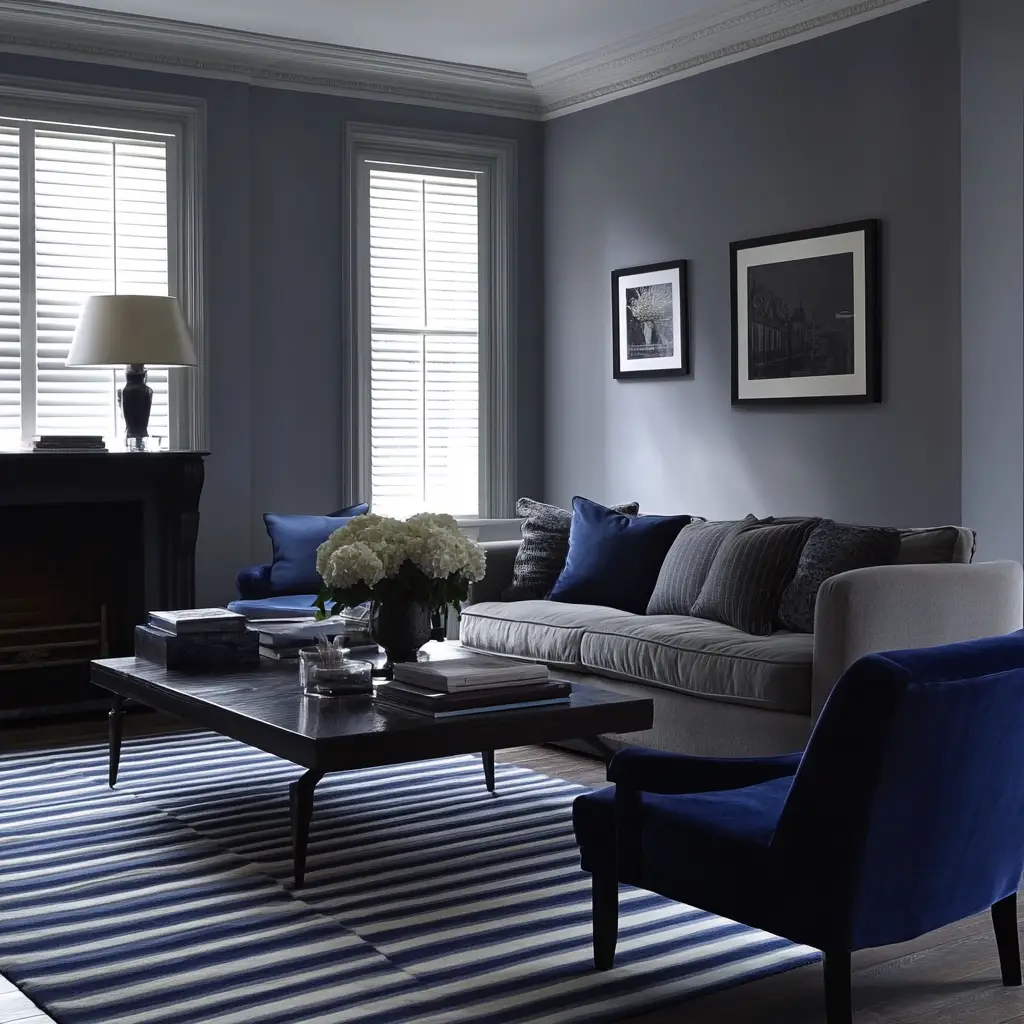 Grey Sofas with Bold Art