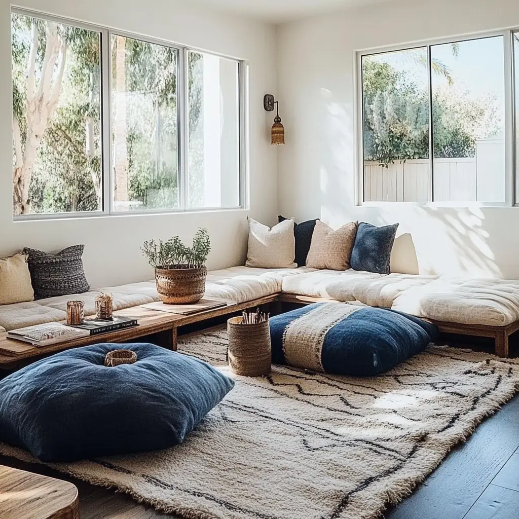 Add Floor Cushions or Poufs