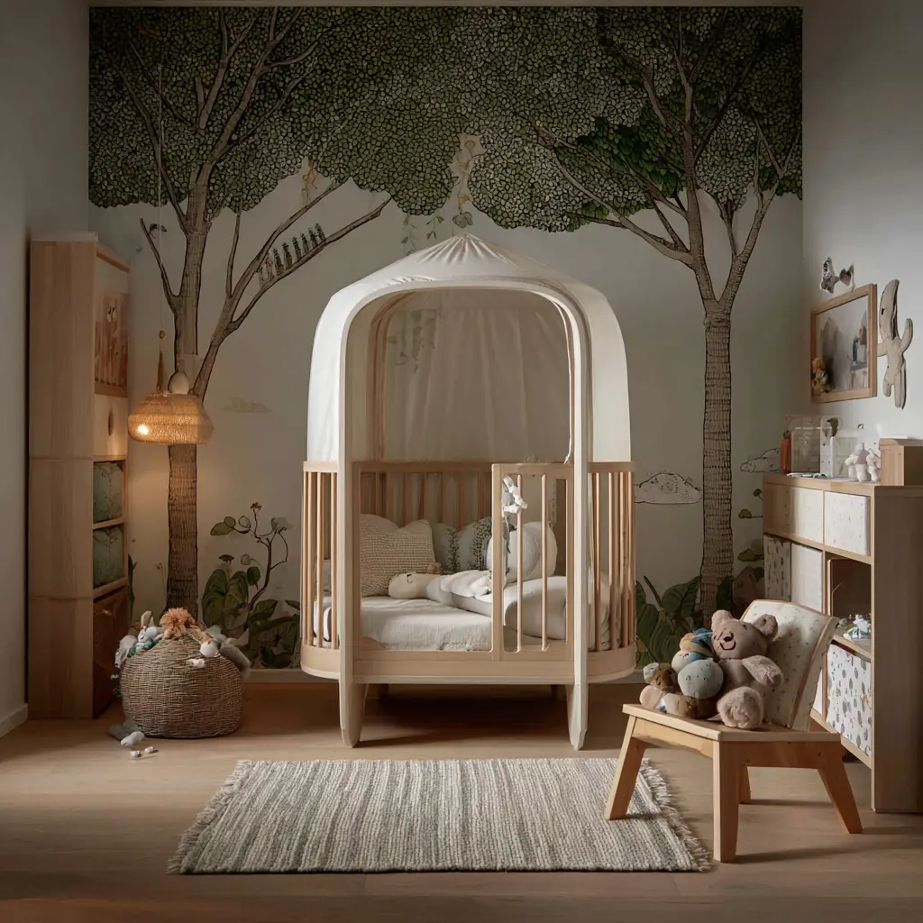 Baby Crib Under a Canopy