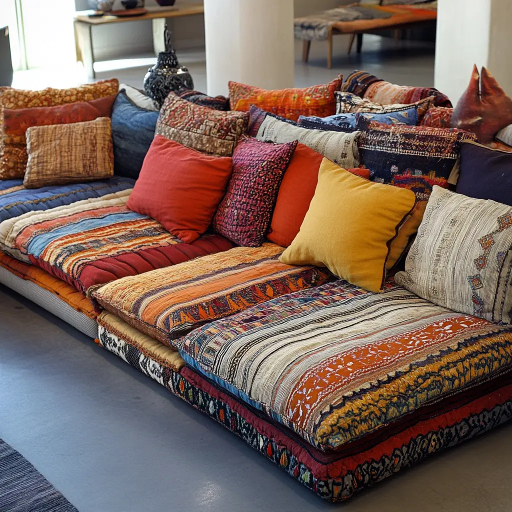 Boho-Inspired Sofa with Layered Textiles