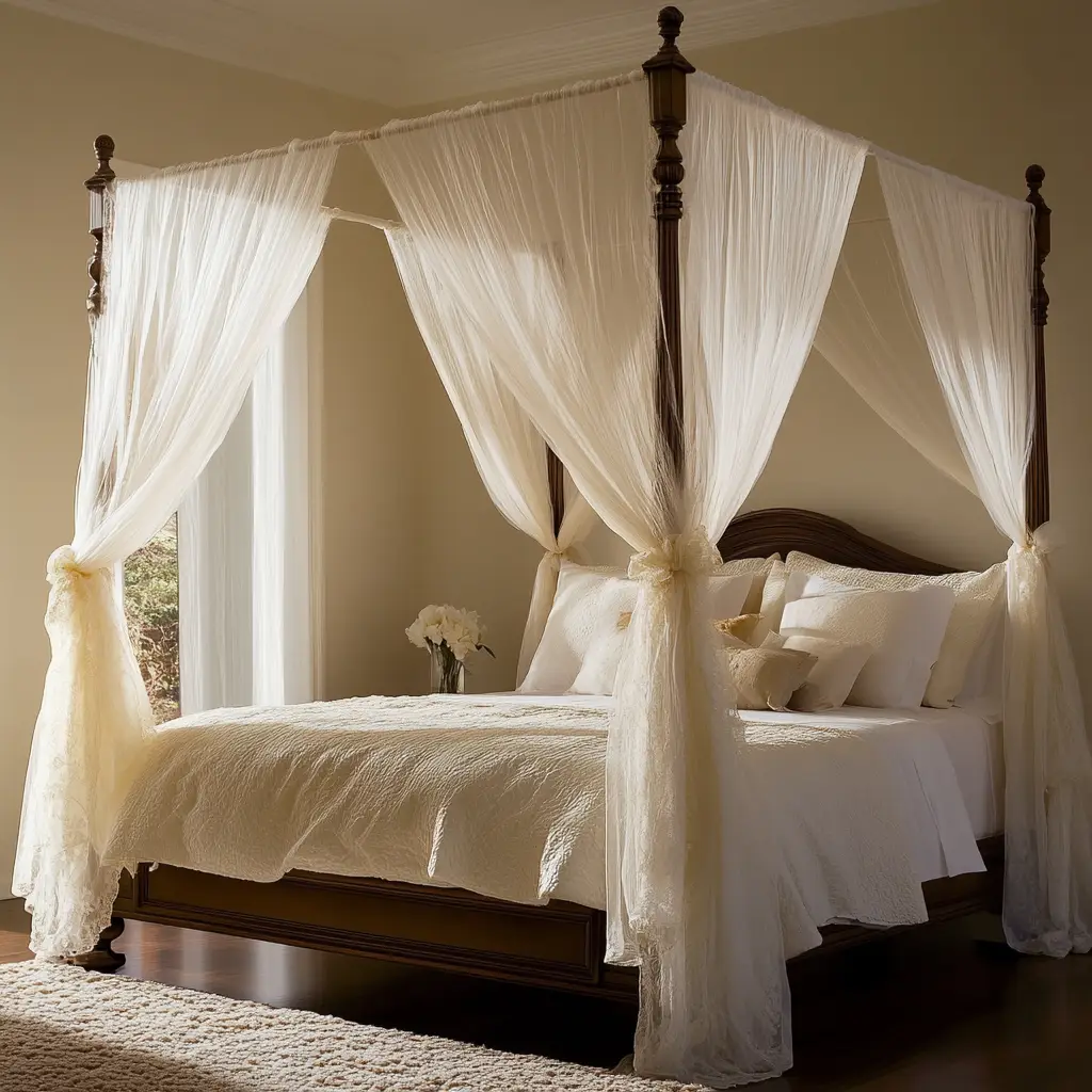 Canopy Bed with Sheer Curtains