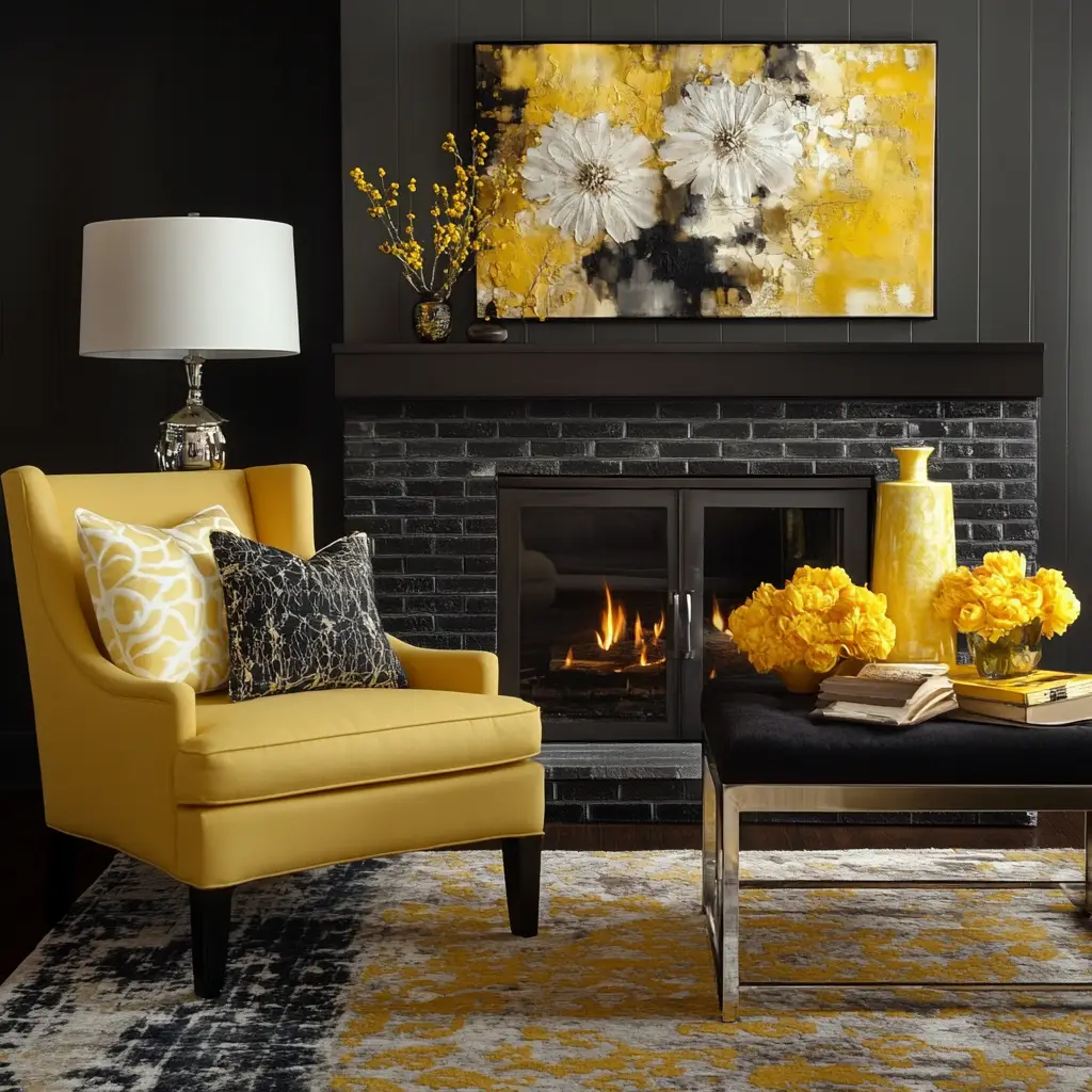 Charcoal Gray and Mustard Yellow