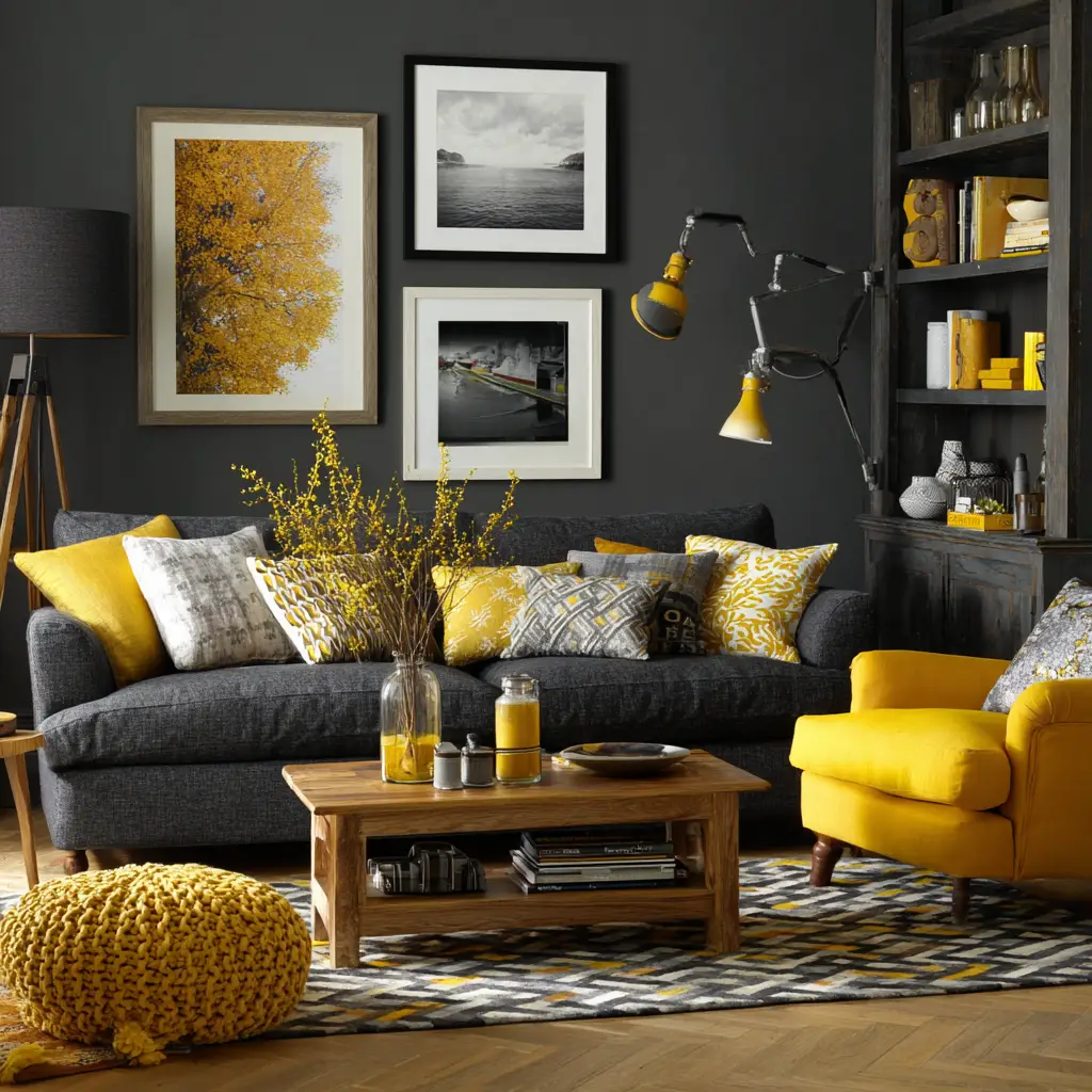 Charcoal and Mustard Yellow