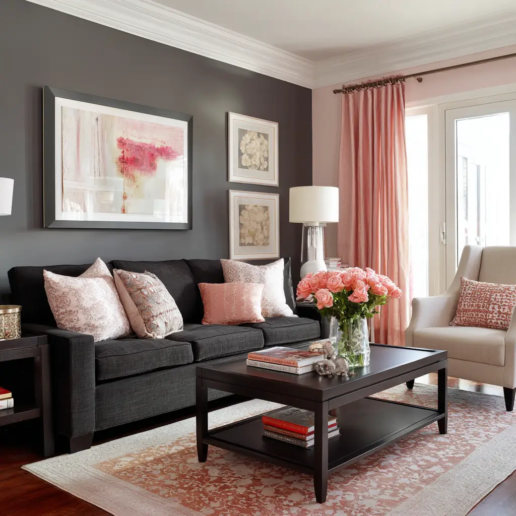 Charcoal and Soft Pink