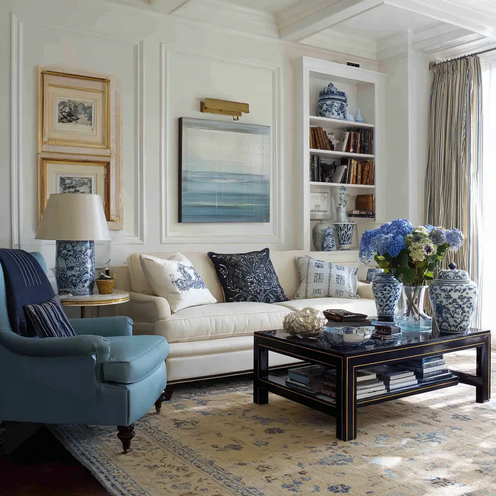 Classic White with Blue Accents