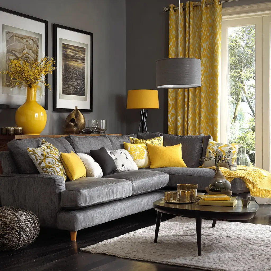Cool Grey and Mustard Yellow