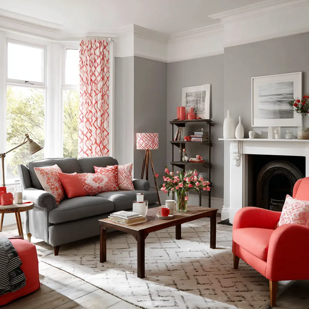 Coral and Light Grey