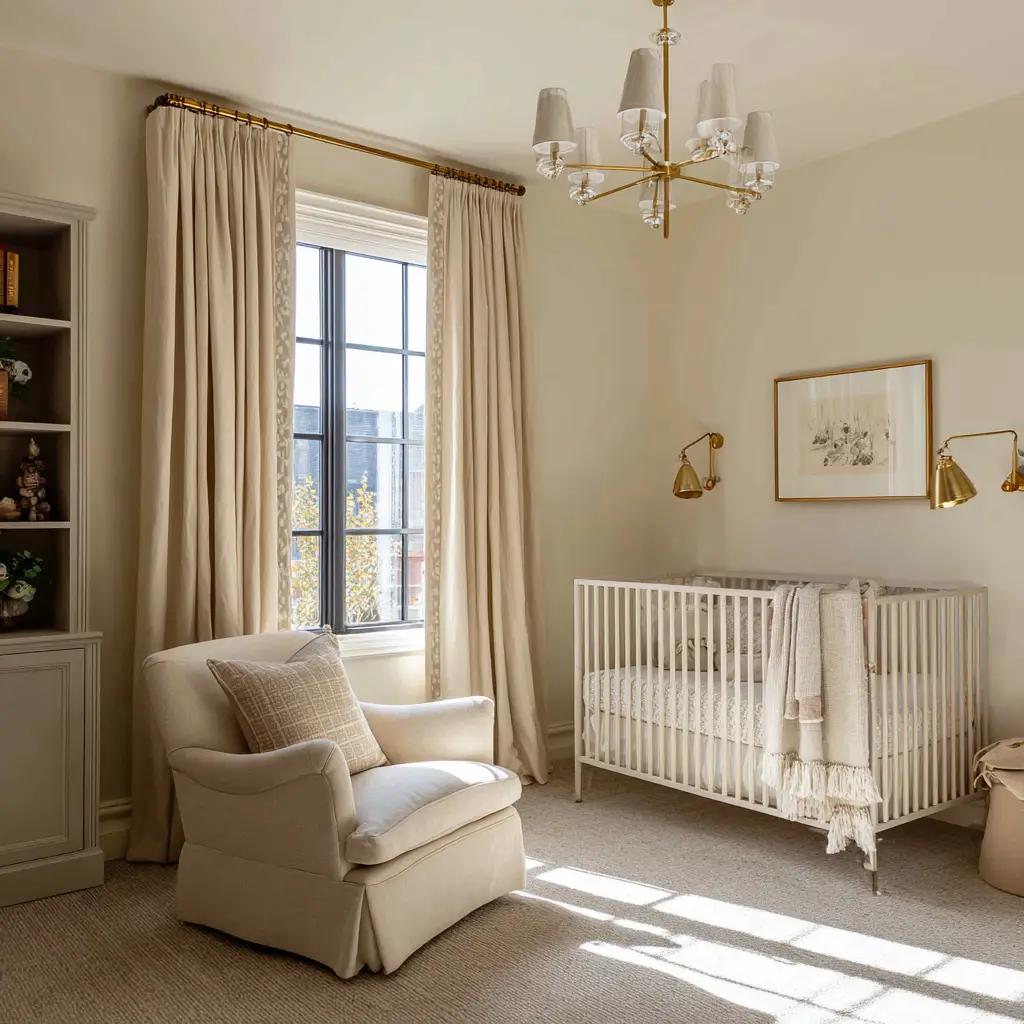 Cream Walls with Brass Fixtures