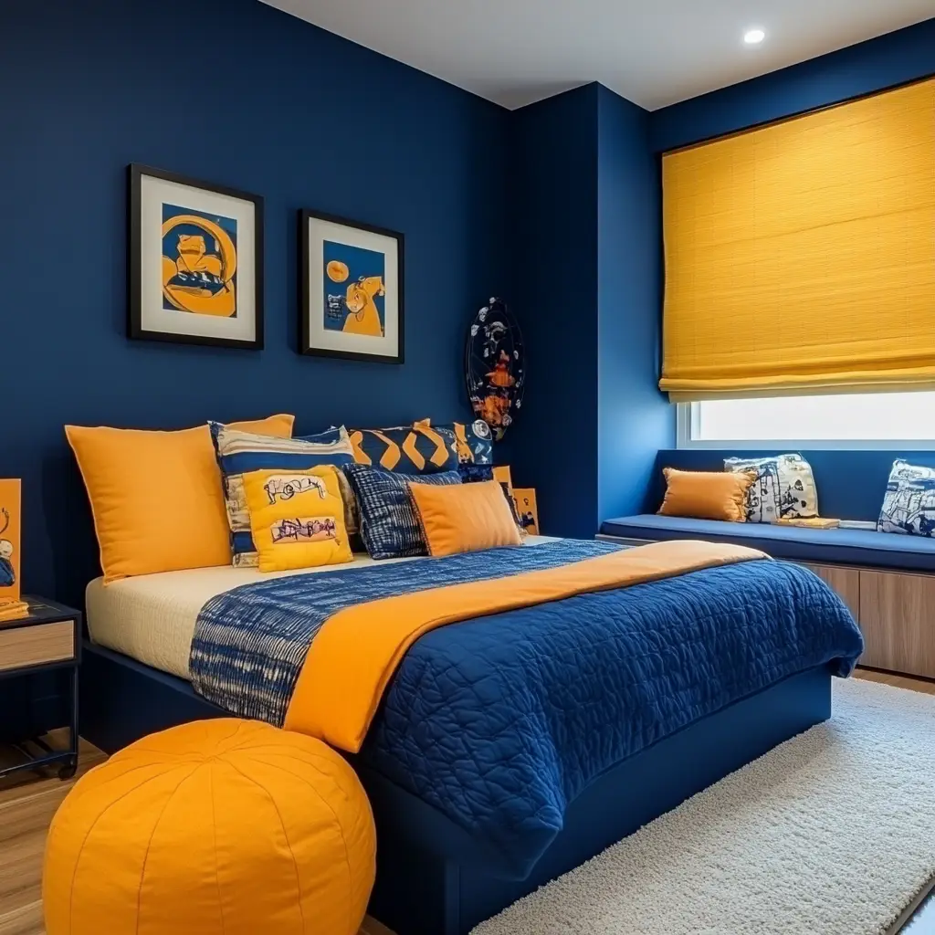 Deep Blue and Mustard Yellow