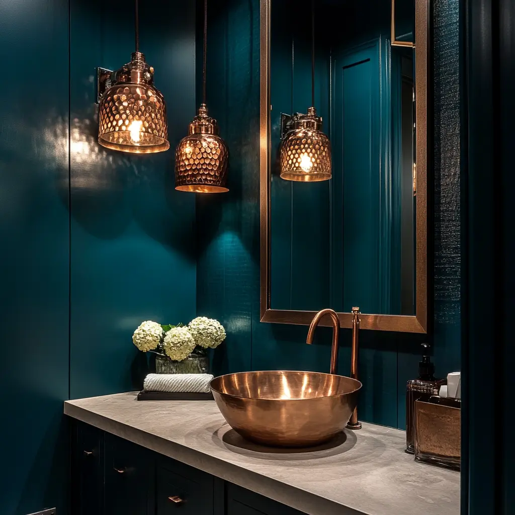 Deep Teal and Copper Accents