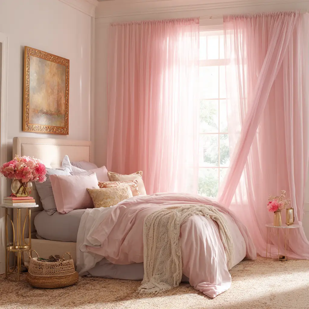 Drape Pink Sheer Curtains