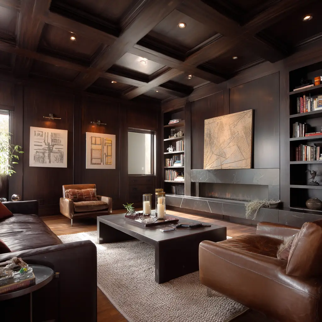 Espresso-Toned Wood Paneling