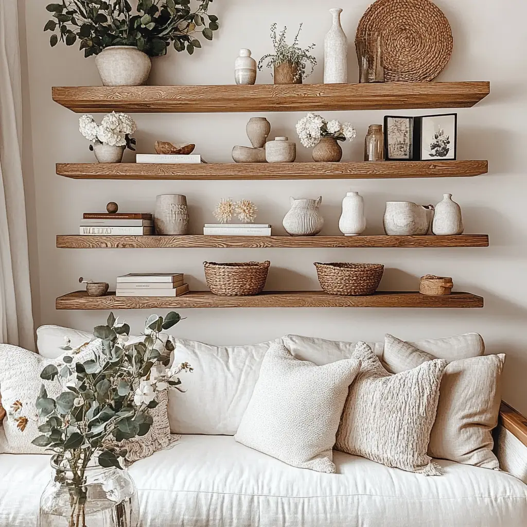 Floating Shelves with Decor