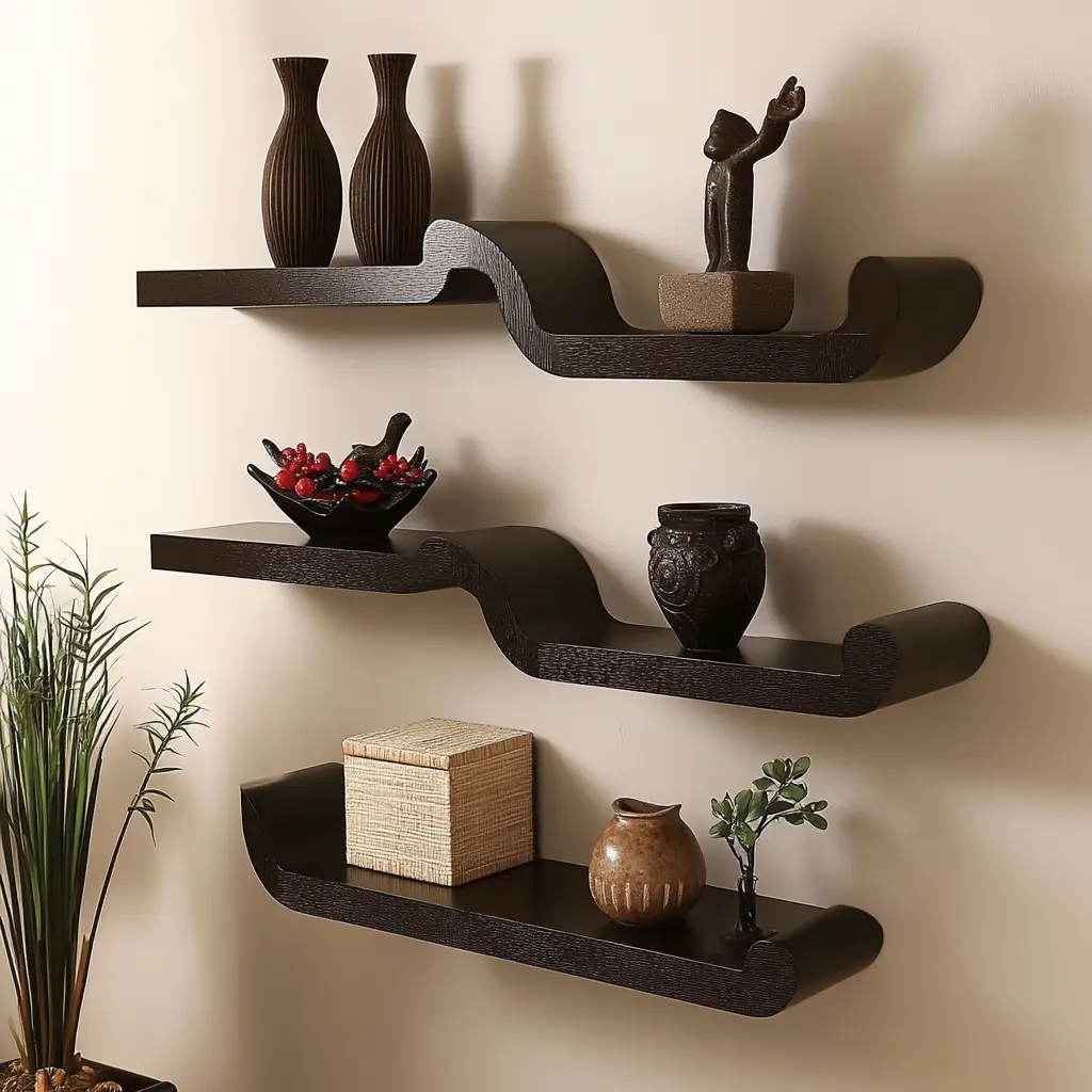 Floating Shelves with Decor