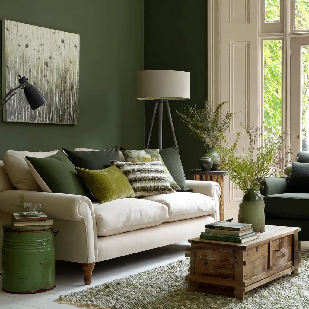 Forest Green and Beige