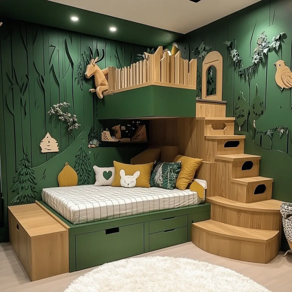 Forest Green and Wood Accents