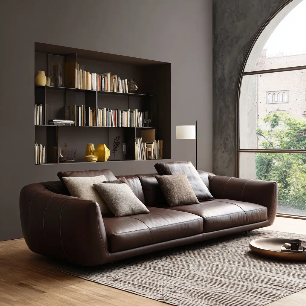 Frame the Sofa with Built-In Shelves