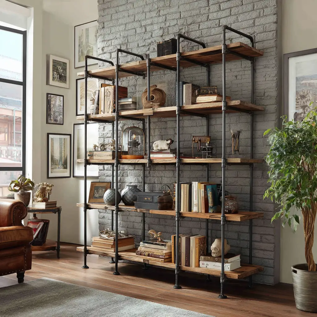 Freestanding Industrial Bookcase