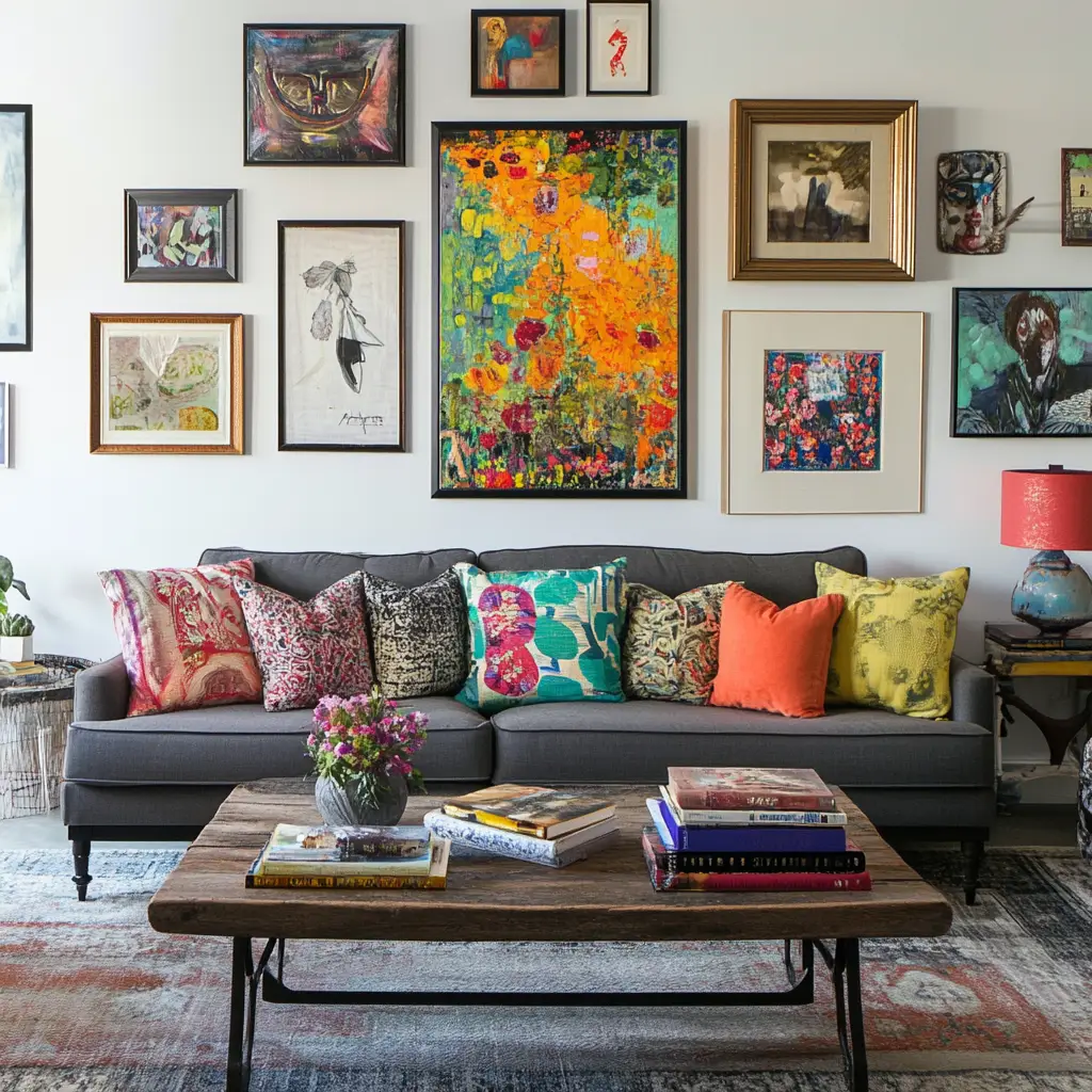 Gallery Wall of Mixed Art