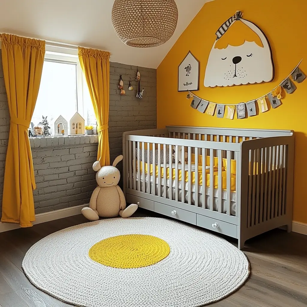 Gender-Neutral Grey and Yellow Room