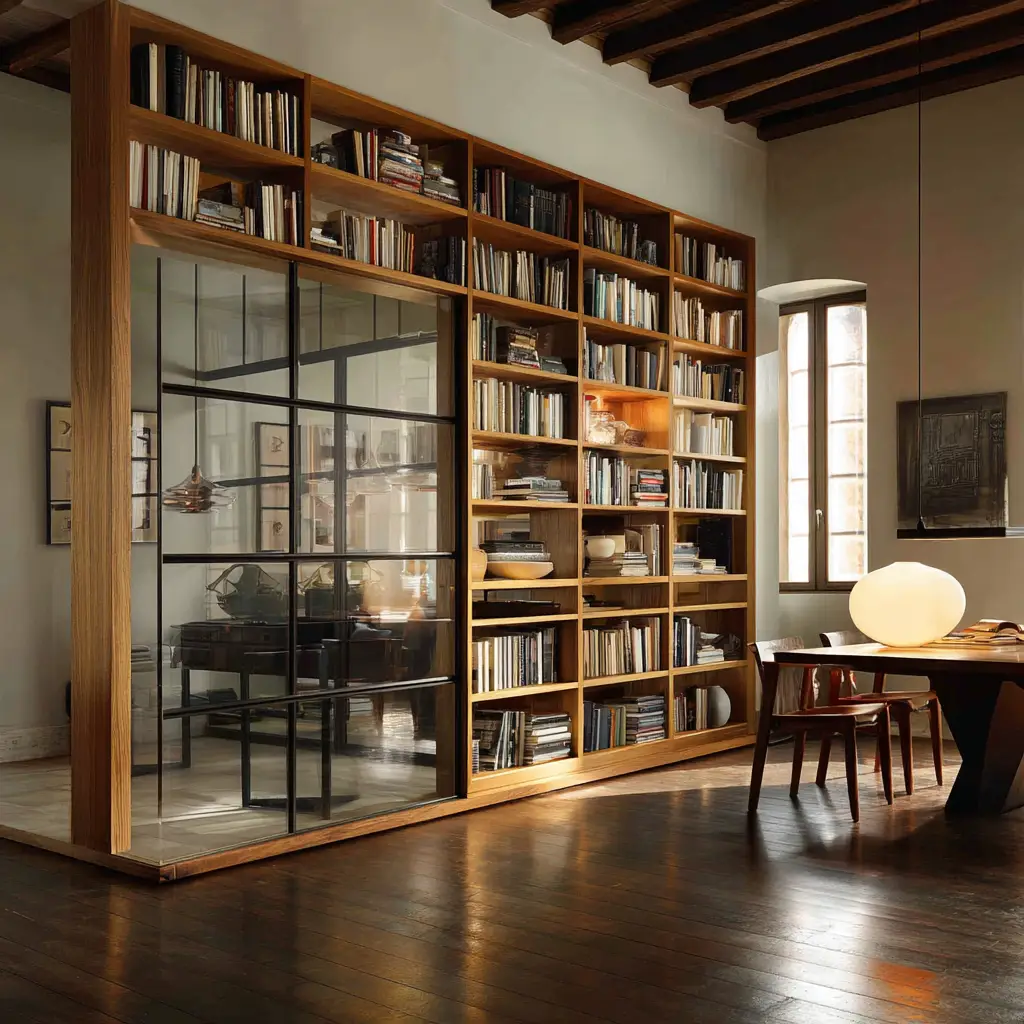 Glass and Wood Hybrid Bookcase