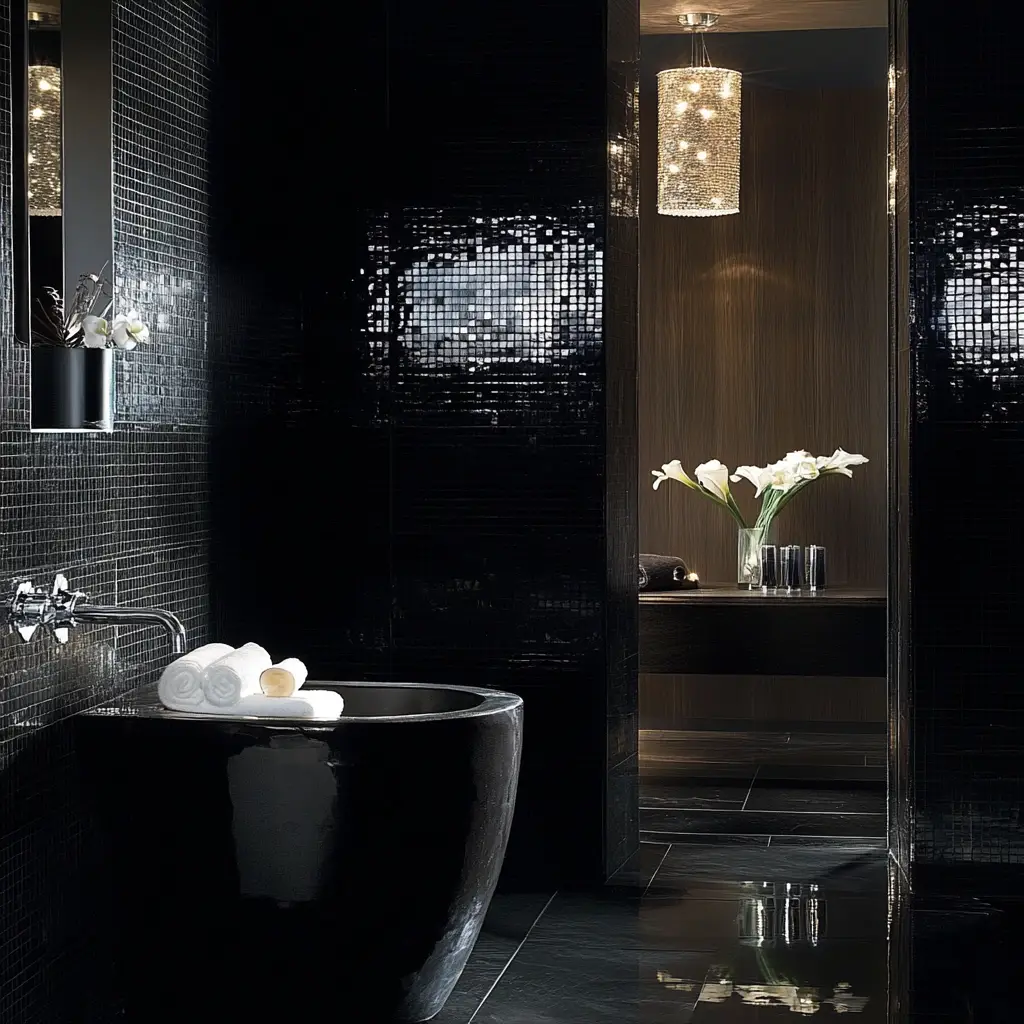 Glossy Black Tiles for Shine