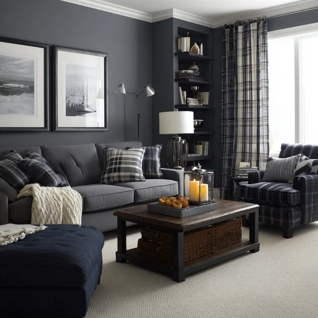 Grey and Navy Plaid