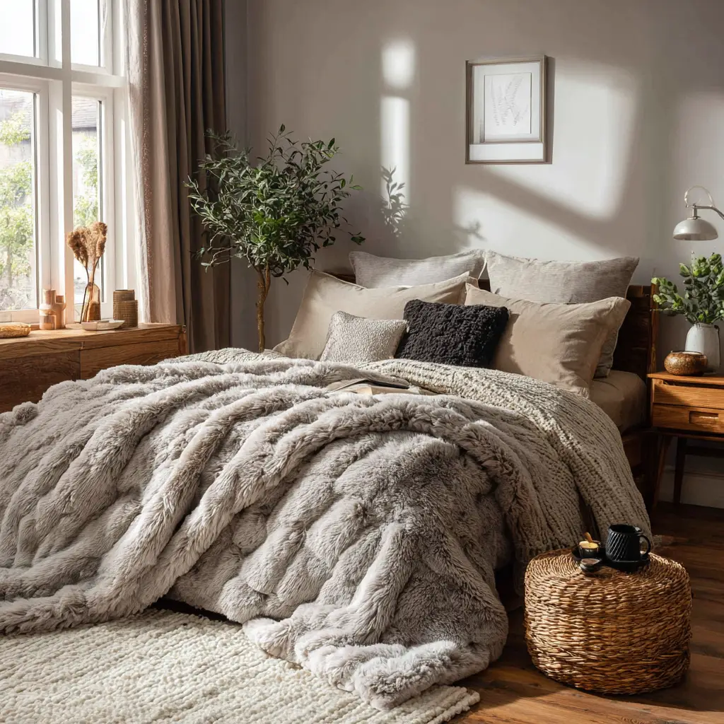Incorporate Faux Fur or Knit Throws
