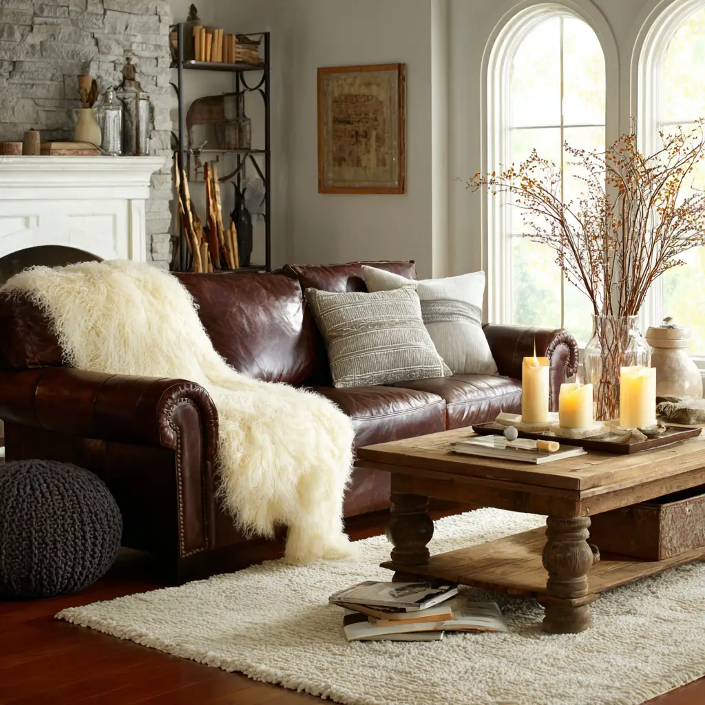 Layer with a Sheepskin Throw