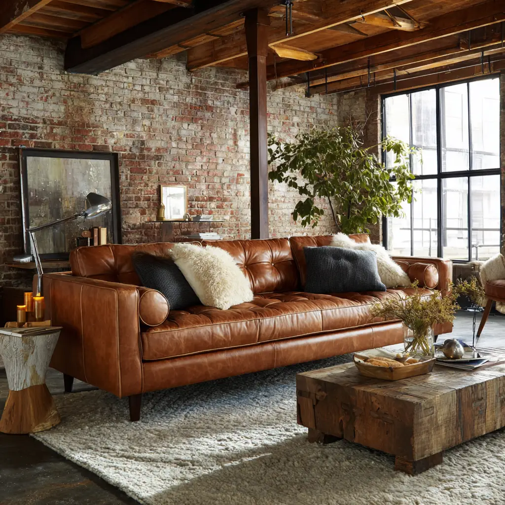 Leather Sofa for Warm Texture