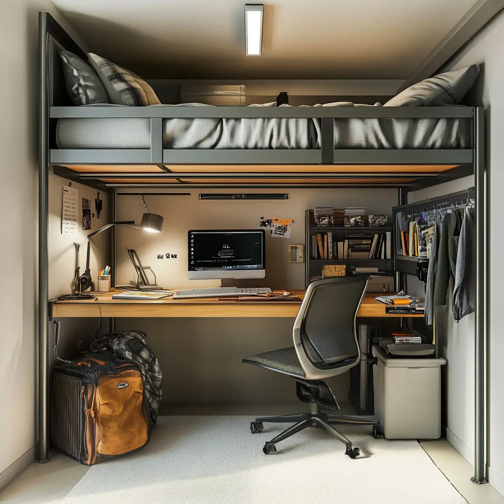 Lofted Bed with Study Space Underneath