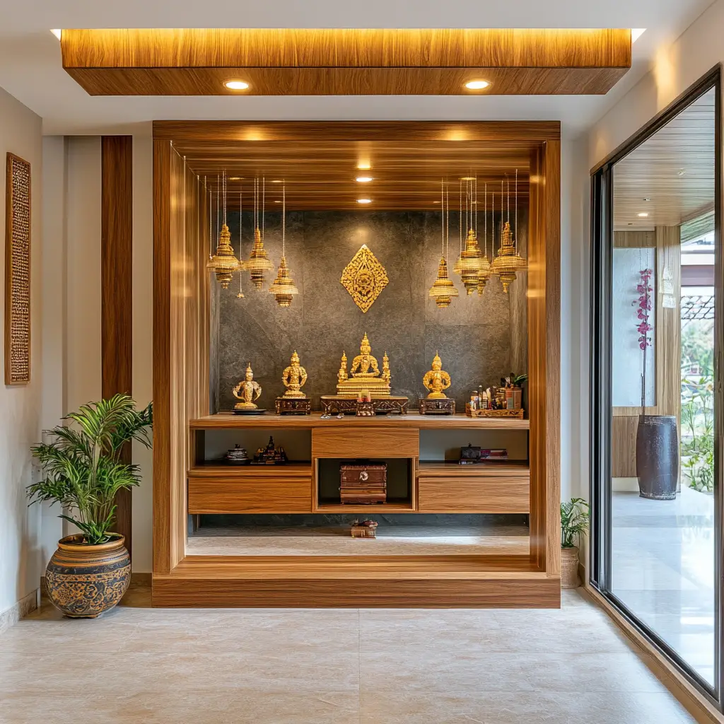 Mandir in Open Kitchen-Dining Crossover