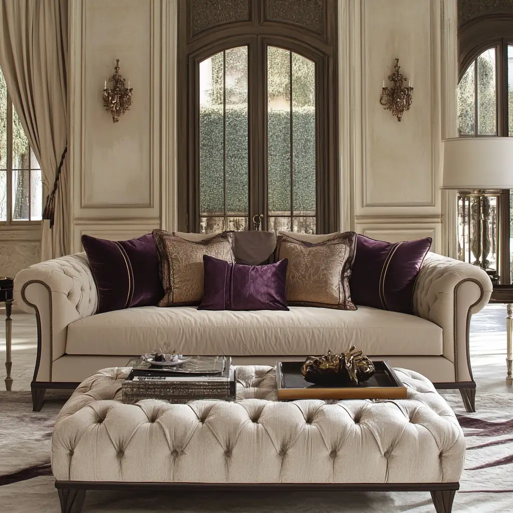 Matching Sofa and Ottoman Set