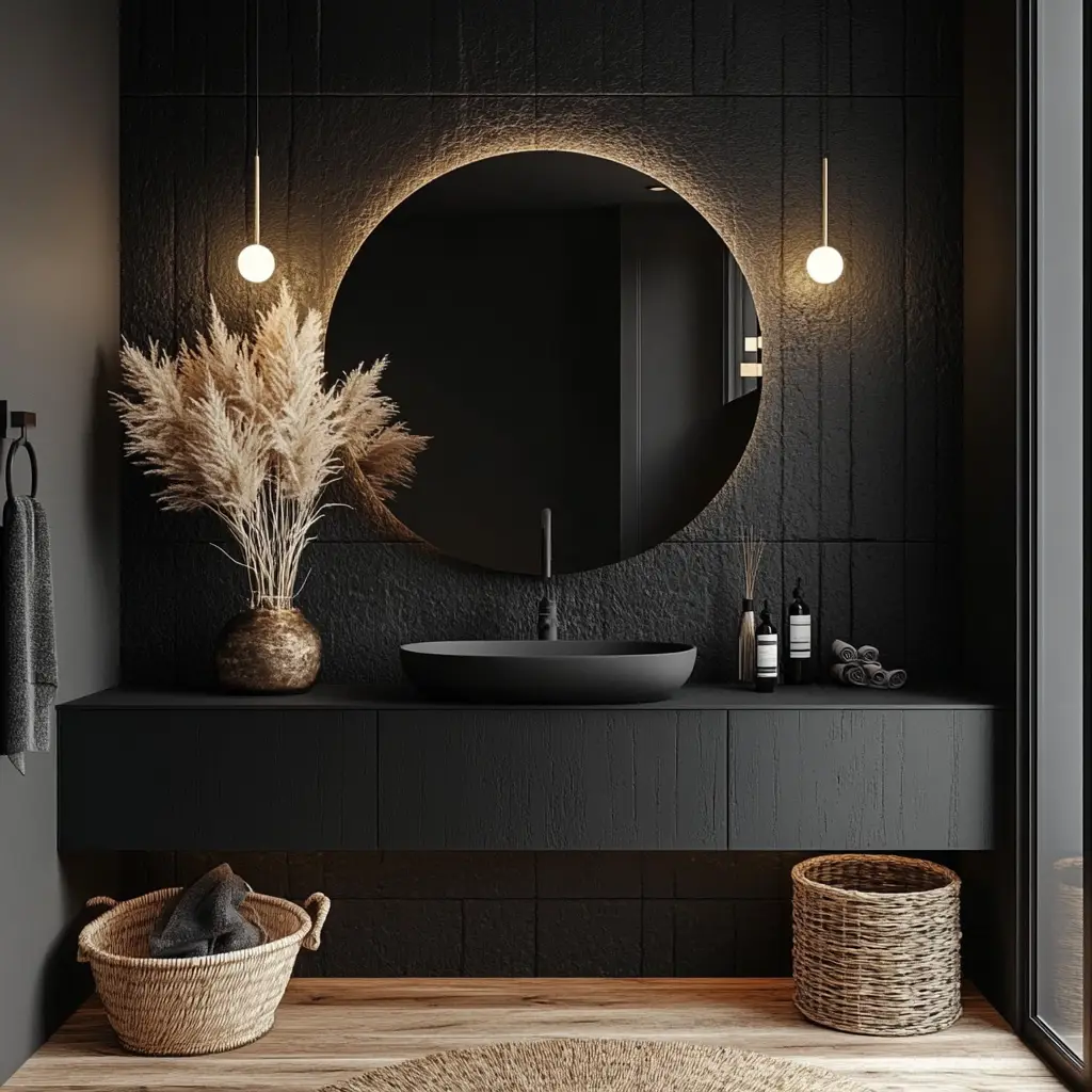 Matte Black with Statement Mirror