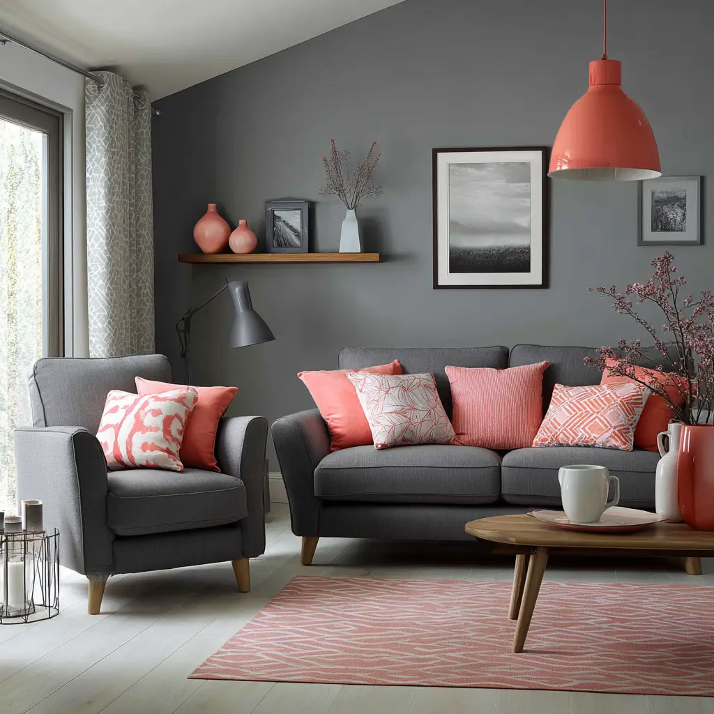Matte Grey and Coral