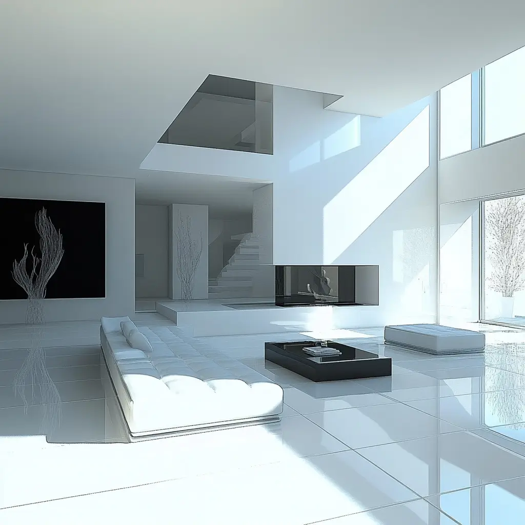 Minimalist White Living Room