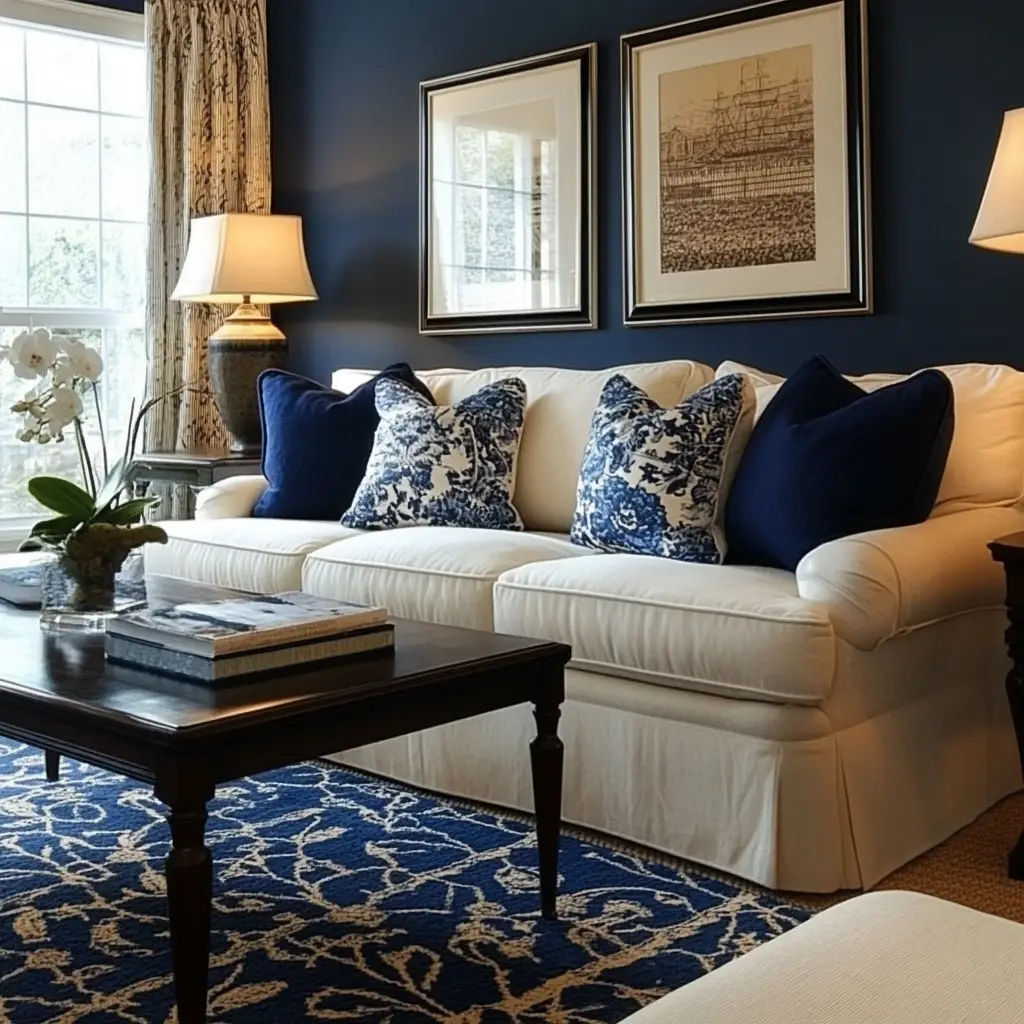 Navy Blue and Cream