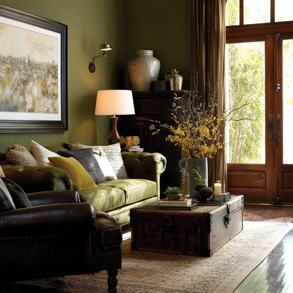 Olive Green and Warm Wood