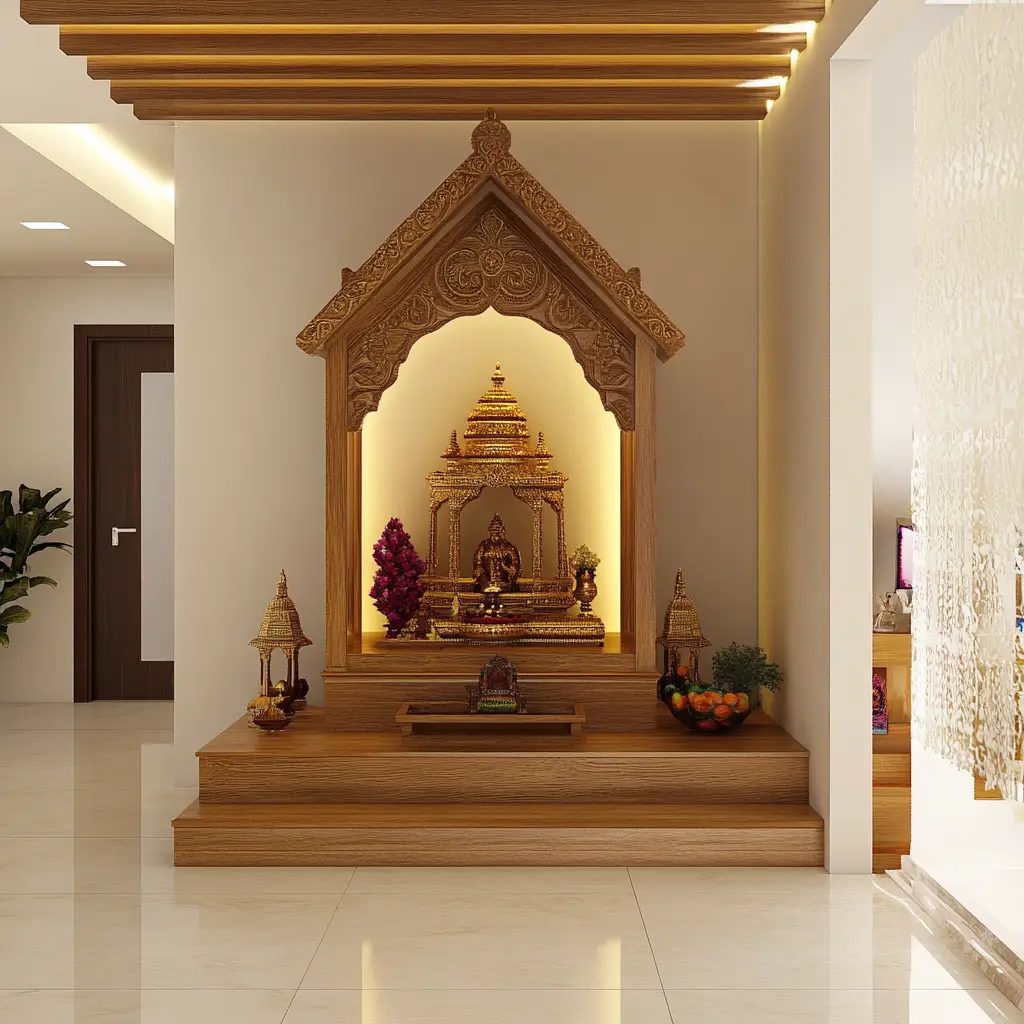 Open Mandir Under Staircase