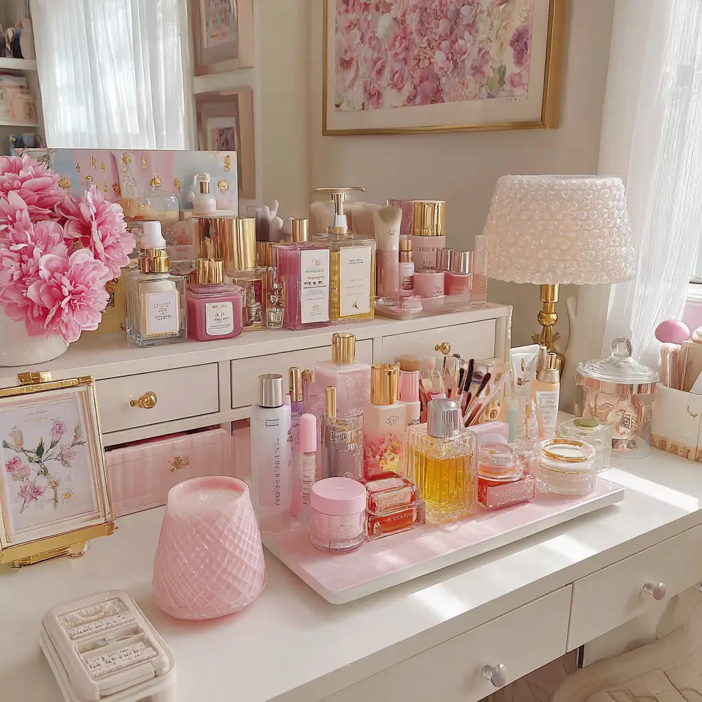 Organize a Pink Skincare Station