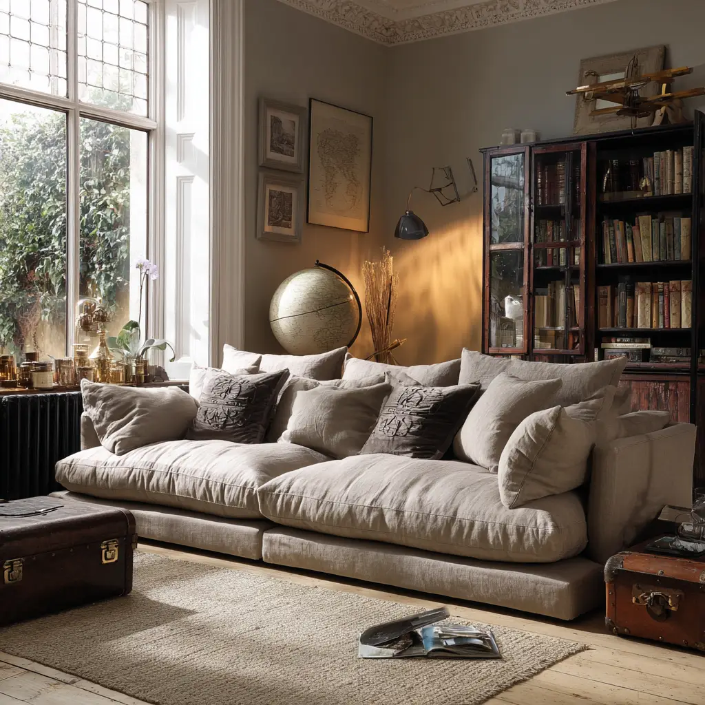 Oversized Deep-Seated Sofa for Lounging