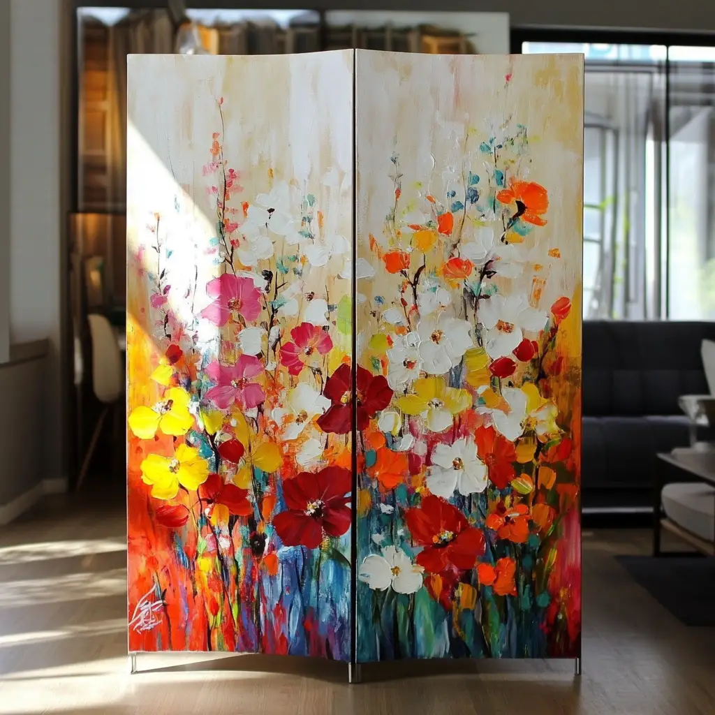 Painted Canvas Room Divider