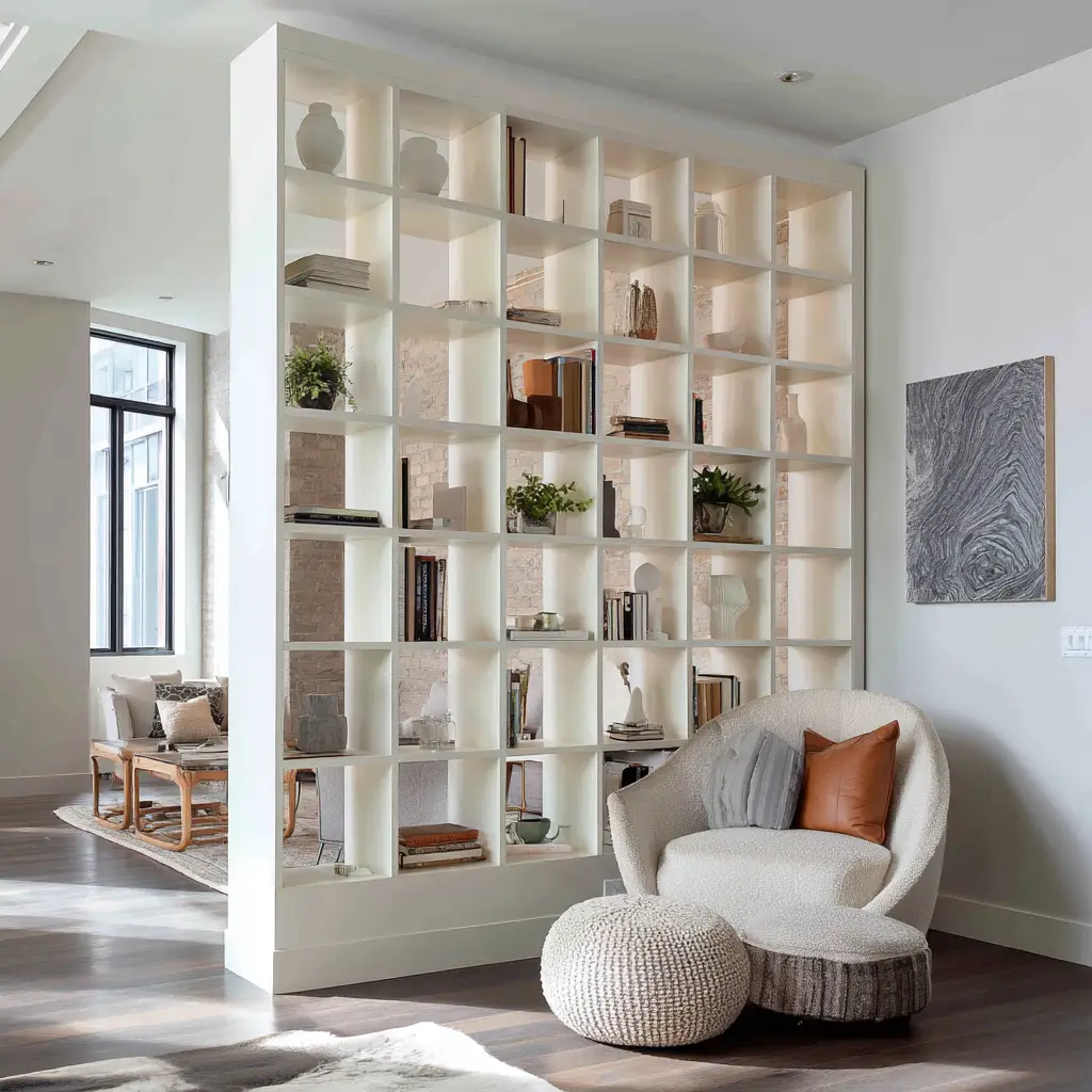 Partition with Storage Cubbies