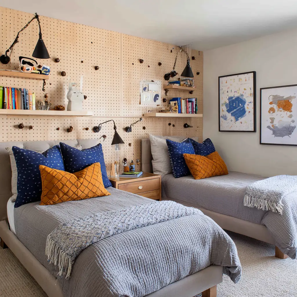 Pegboards or Corkboards Above Each Bed
