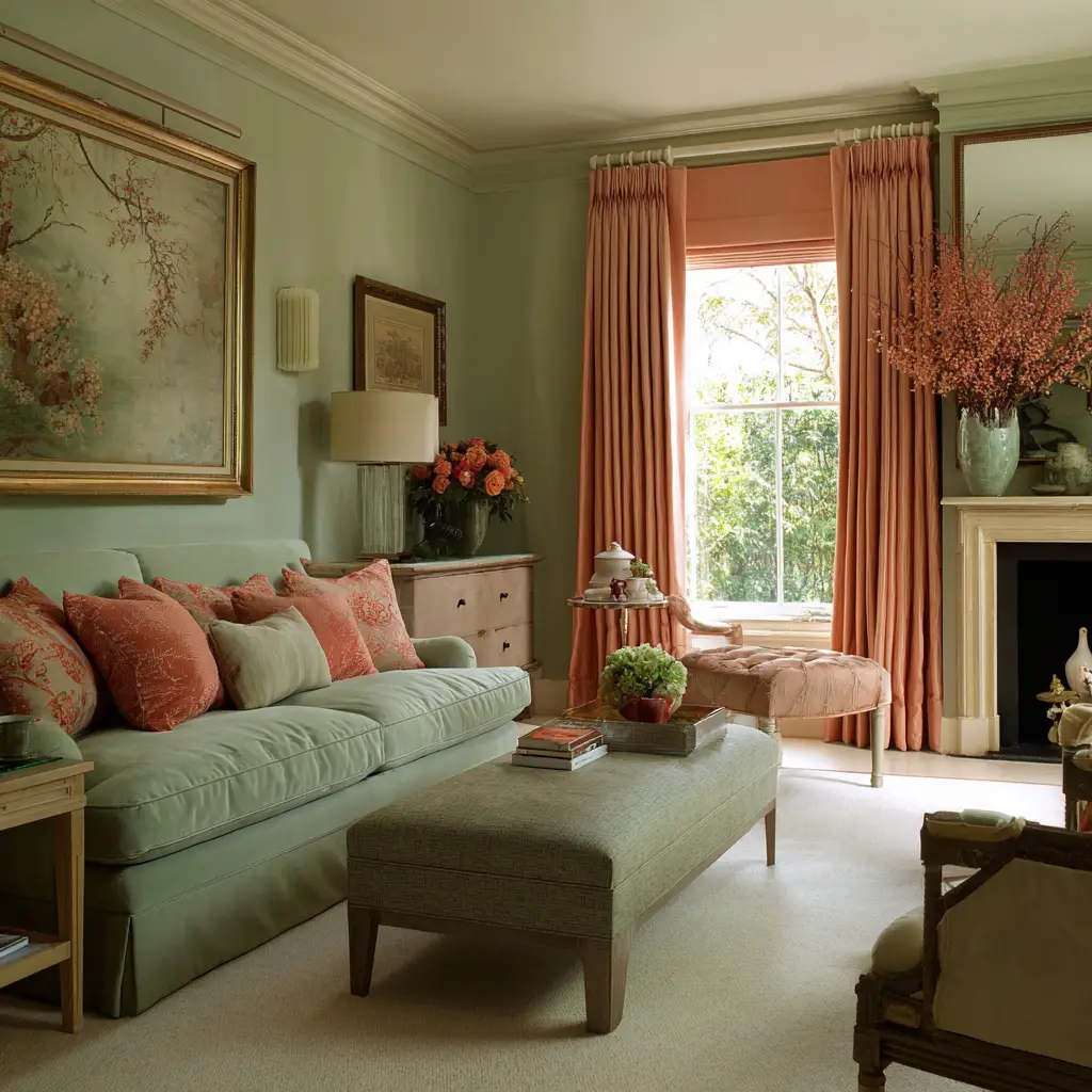 Sage Green and Peach