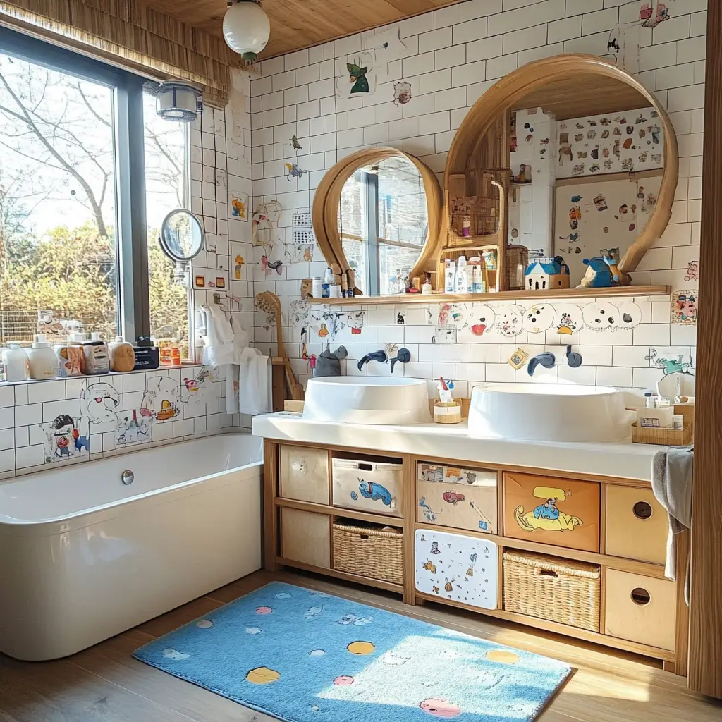Shared Bathroom with Cute Storage